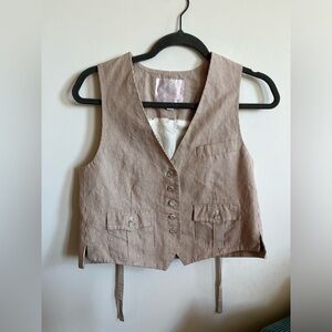 Rebecca Taylor Linen-Cotton Striped Vest Top